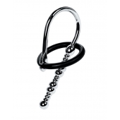 Серебристый уретральный плаг-бусины TOYFA Metal с мягким фиксириющим кольцом - ToyFa - купить с доставкой в Благовещенске