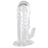 Прозрачная гелевая насадка с клиторальным отростком - 13 см. - Toyfa Basic - в Благовещенске купить с доставкой