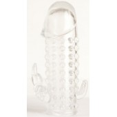 Гелевая прозрачная насадка с 2 отростками - 13 см. - Toyfa Basic - в Благовещенске купить с доставкой