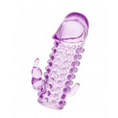 Закрытая фиолетовая насадка с 2 отростками - 13 см. - Toyfa Basic - в Благовещенске купить с доставкой