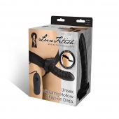 Чёрный полый страпон с вибрацией Unisex Vibrating Hollow Strap-On - 14 см. - Lux Fetish - купить с доставкой в Благовещенске