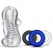 Набор для мужчин Jerk Off: мастурбатор и 3 эрекционных кольца - Blush Novelties - в Благовещенске купить с доставкой