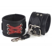 Кожаные наручники с декоративной лаковой шнуровкой - Sitabella - купить с доставкой в Благовещенске