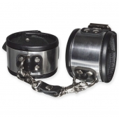 Эффектные серебристо-черные наручники с металлическим блеском - Sitabella - купить с доставкой в Благовещенске