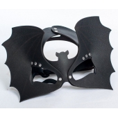 Черная кожаная маска на глаза  Летучая мышь - Sitabella - купить с доставкой в Благовещенске