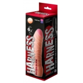 Телесная изогнутая насадка на Harness с коннектором BLACK LINE - 17 см. - LOVETOY (А-Полимер) - купить с доставкой в Благовещенске
