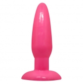 Розовая анальная пробка с подошвой-присоской - 13,5 см. - Baile