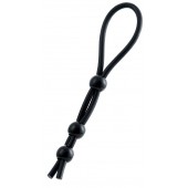 Черное лассо на пенис с тремя бусинами - A-toys - в Благовещенске купить с доставкой