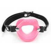 Розовый кляп-губки на черном ремешке - Notabu - купить с доставкой в Благовещенске