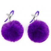 Зажимы для сосков с фиолетовым пушком - Notabu - купить с доставкой в Благовещенске