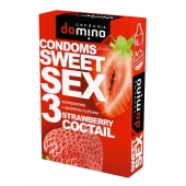 Презервативы для орального секса DOMINO Sweet Sex с ароматом клубничного коктейля  - 3 шт. - Domino - купить с доставкой в Благовещенске