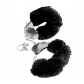 Металлические наручники Furry Love Cuffs с черным мехом - Pipedream - купить с доставкой в Благовещенске