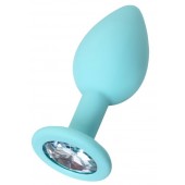 Мятная анальная пробка с прозрачным кристаллом Brilliant - 7 см. - ToyFa - купить с доставкой в Благовещенске