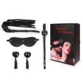 Эротический набор в черном цвете: маска, кляп, пэстисы, плётка - Notabu - купить с доставкой в Благовещенске