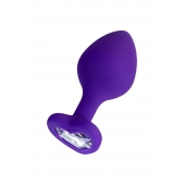 Фиолетовая анальная втулка Diamond Heart с прозрачным кристаллом - 8 см. - ToyFa - купить с доставкой в Благовещенске