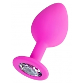 Розовая анальная втулка Brilliant с прозрачным кристаллом - 8 см. - ToyFa - купить с доставкой в Благовещенске