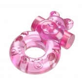 Розовое эрекционное виброкольцо на пенис Pink Bear - Baile - в Благовещенске купить с доставкой