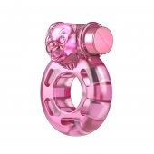 Розовое эрекционное кольцо с вибрацией Pink Bear - Baile - в Благовещенске купить с доставкой
