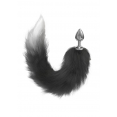 Серебристая анальная пробка с черным хвостом Galaxy - Lola Games - купить с доставкой в Благовещенске