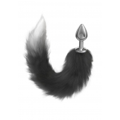 Серебристая анальная пробка с черным хвостом Starlit - Lola Games - купить с доставкой в Благовещенске