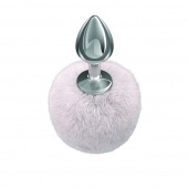 Серебристая анальная пробка с белым пушистым хвостиком Twinkle - Lola Games - купить с доставкой в Благовещенске