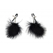 Зажимы на соски с черным пухом Euphoric - Lola Games - купить с доставкой в Благовещенске