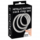 Набор из 3 эрекционных колец под металл Metallic Silicone Cock Ring Set - Orion - в Благовещенске купить с доставкой