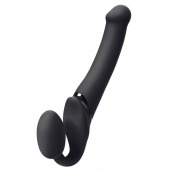 Черный безремневой вибрострапон Silicone Bendable Strap-On M - Strap-on-me - купить с доставкой в Благовещенске