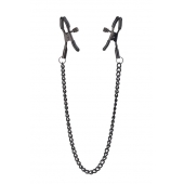 Черные зажимы на соски на цепочке BLAZE DELUXE NIPPLE CLAMPS - Dream Toys - купить с доставкой в Благовещенске