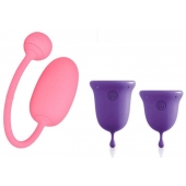 Подарочный набор: розовый тренажер Кегеля Magic Kegel Coach и фиолетовые менструальные чаши - Magic Motion
