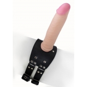 Черный узкий пояс на бедро с телесной насадкой - LOVETOY (А-Полимер) - купить с доставкой в Благовещенске