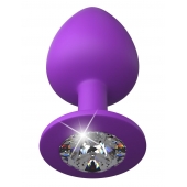 Фиолетовая анальная пробка со стразом Her Little Gem Large Plug - 9,5 см. - Pipedream - купить с доставкой в Благовещенске