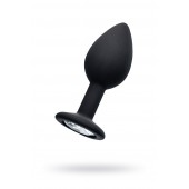 Черная анальная втулка с прозрачным стразом - 7,2 см. - POPO Pleasure - купить с доставкой в Благовещенске