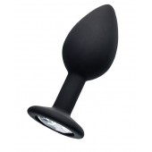 Черная анальная втулка с прозрачным стразом - 7,2 см. - POPO Pleasure - купить с доставкой в Благовещенске