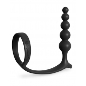 Черная анальная цепочка с эрекционным кольцом Ass-gasm Cockring Anal Beads - Pipedream - в Благовещенске купить с доставкой