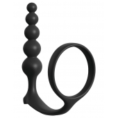 Черная анальная цепочка с эрекционным кольцом Ass-gasm Cockring Anal Beads - Pipedream - в Благовещенске купить с доставкой