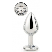Серебристая анальная втулка с прозрачным кристаллом - 7,1 см. - Dream Toys - купить с доставкой в Благовещенске