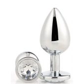 Серебристая анальная втулка с прозрачным кристаллом - 7,1 см. - Dream Toys - купить с доставкой в Благовещенске