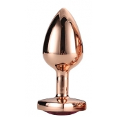 Золотистая анальная втулка с кристаллом-сердечком розового цвета - 7,1 см. - Dream Toys - купить с доставкой в Благовещенске