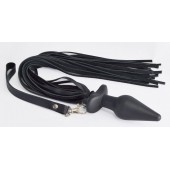 Черная анальная пробка с плетью - Sitabella - купить с доставкой в Благовещенске