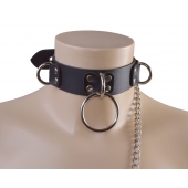 Черный кожаный ошейник Big Ring - Sitabella - купить с доставкой в Благовещенске