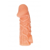 Телесная закрытая насадка с венками Cock Sleeve Size L - 17,6 см. - KOKOS - в Благовещенске купить с доставкой