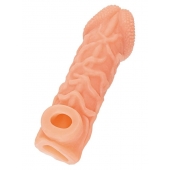 Телесная закрытая насадка с венками Cock Sleeve Size L - 17,6 см. - KOKOS - в Благовещенске купить с доставкой
