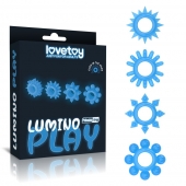 Набор из 4 голубых, светящихся в темноте эрекционных колец Lumino Play - Lovetoy - в Благовещенске купить с доставкой