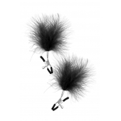 Зажимы на соски с черными пуховыми кисточками Sweet Caress Feather Nipple Clumps - Sweet Caress - купить с доставкой в Благовещенске