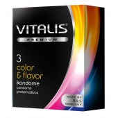 Цветные ароматизированные презервативы VITALIS PREMIUM color   flavor - 3 шт. - Vitalis - купить с доставкой в Благовещенске