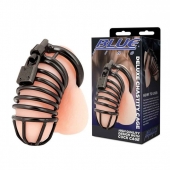 Черная металлическая клетка с замком Deluxe Chastity Cage - BlueLine - купить с доставкой в Благовещенске