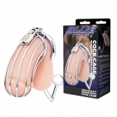 Серебристая металлическая клетка с анальным стимулятором Cock Cage - BlueLine - купить с доставкой в Благовещенске