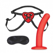 Красный поясной фаллоимитатор Red Heart Strap on Harness   5in Dildo Set - 12,25 см. - Lux Fetish - купить с доставкой в Благовещенске