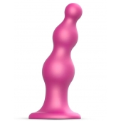 Розовая насадка Strap-On-Me Dildo Plug Beads size S - Strap-on-me - купить с доставкой в Благовещенске